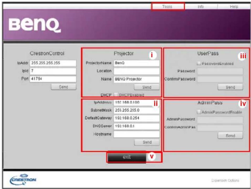 BENQ MW712 - Controlling the projector remotely through a web browser - 4