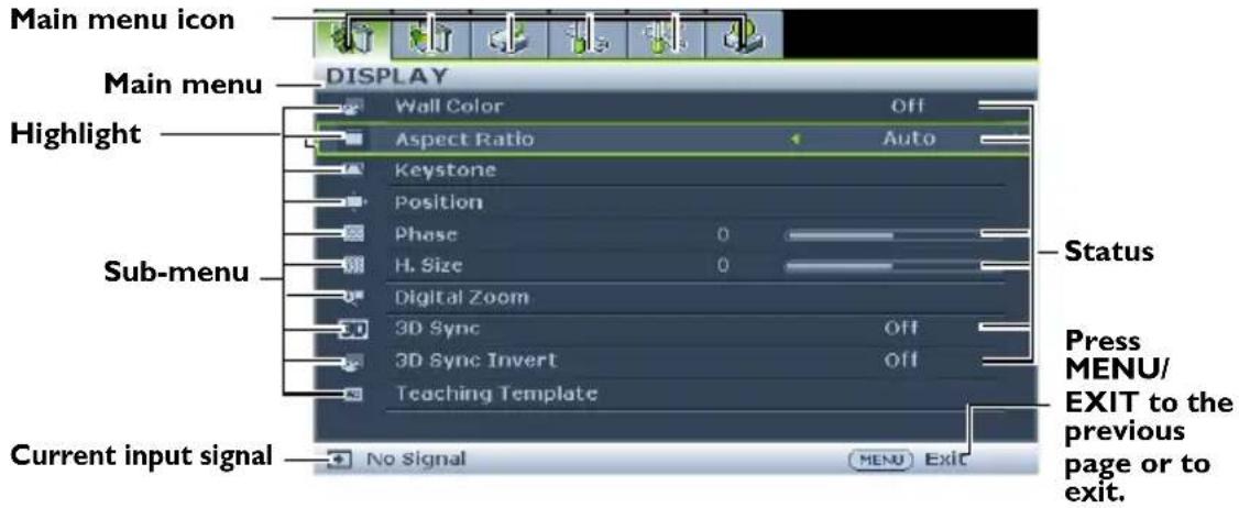 BENQ MW712 - Using the menus - 1