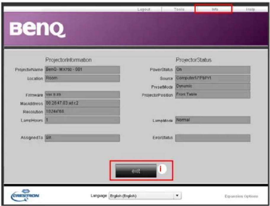 BENQ MX750 - Controlling the projector remotely through a web browser - 15