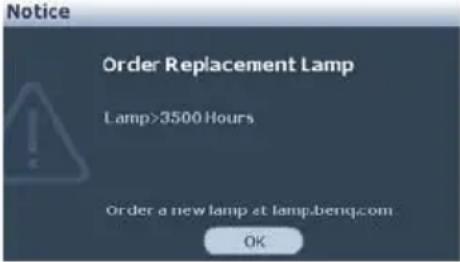 BENQ MX750 - Timing of replacing the lamp - 3