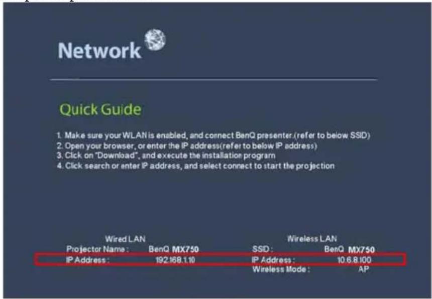 BENQ MX750 - Controlling the projector remotely through a web browser - 1