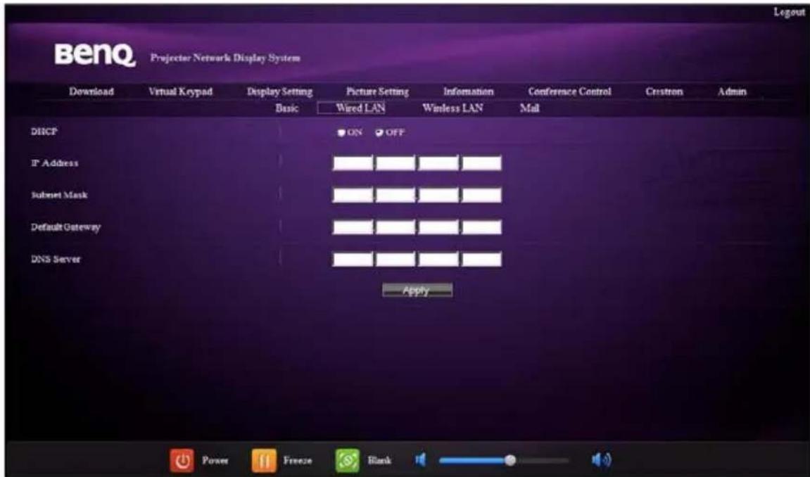 BENQ MX750 - Controlling the projector remotely through a web browser - 8