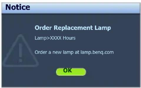 BENQ MX816ST - Timing of replacing the lamp - 2