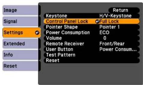EPSON EB-S12 - Restricting Operation (Control Panel Lock) - 3