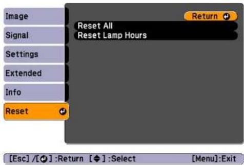 EPSON EB-S12 - Reset Menu - 1