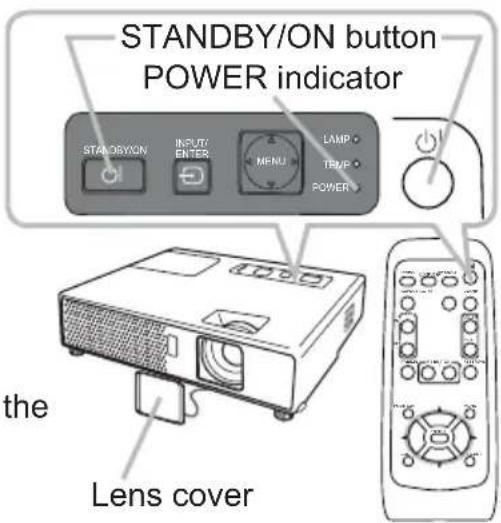 HITACHI CP-RX70WF - Turning on the power - 1
