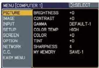 HITACHI ED-A100 - PICTURE Menu - 1