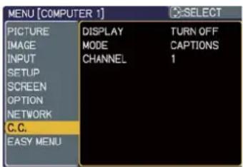 HITACHI ED-A100 - C.C. (Closed Caption) Menu - 1