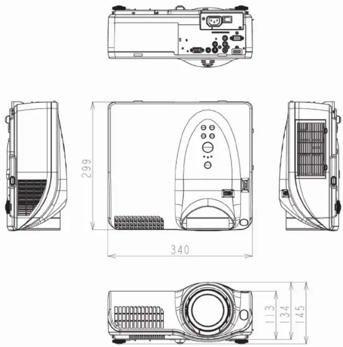 HITACHI PJ-TX300E - Dimension diagram - 1