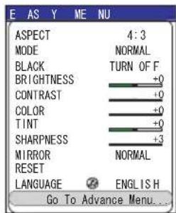 HITACHI PJ-TX300E - To switch from the Advanced Menu to the EASY MENU - 5