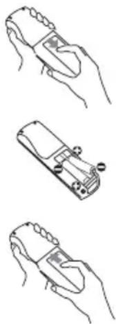 HITACHI PJ-TX300E - Loading batteries into the remote control - 1