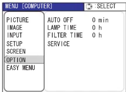 HITACHI PJ-TX300E - OPTION menu - 1