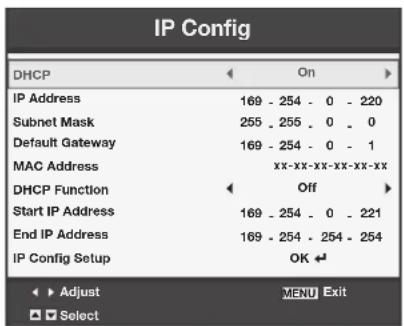 MITSUBISHI XD550U - IP Config settings - 2