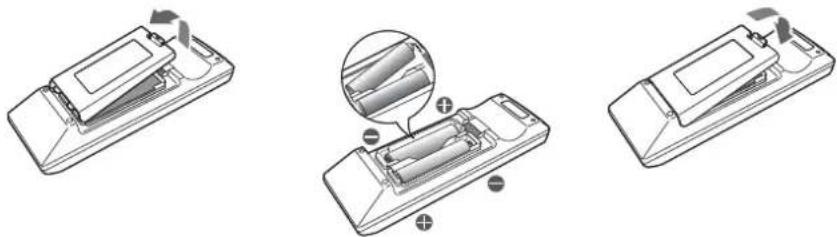 MITSUBISHI XD560U - Inserting the batteries into the remote control - 1