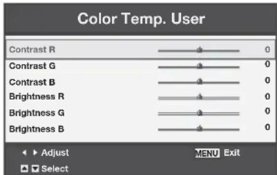MITSUBISHI XD560U - To adjust the tone of white (To customize the color temperature): - 1
