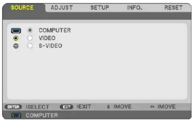 NEC V260W - ④ Menu Descriptions &amp; Functions [SOURCE] - 1