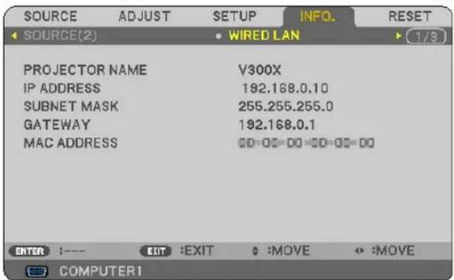 NEC V260W - ⑦ Menu Descriptions &amp; Functions [INFO.] - 3