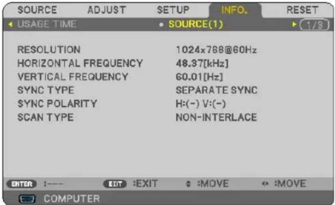 NEC V300W - ⑦ Menu Descriptions &amp; Functions [INFO.] - 2