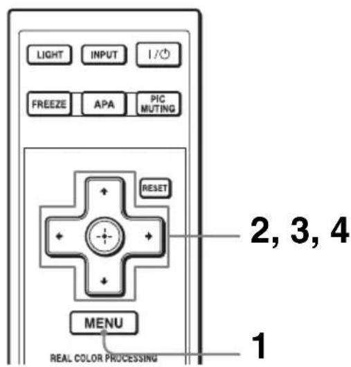 LIGHT INPUT I/O FREEZE APA PIC MUTING RESET MENU REAL COLOR PROCESSING 2, 3, 4 1