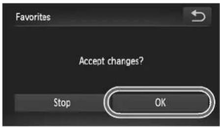 Favorites Accept changes? Stop OK