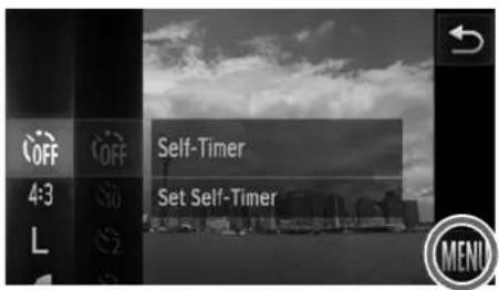 OFF 4:3 L Self-Timer Set Self-Timer MENU