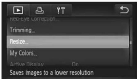 neo-eye Correction... Trimming... Resize... My Colors... Active Display On Saves images to a lower resolution
