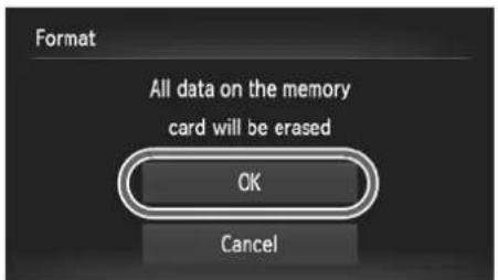 Format All data on the memory card will be erased OK Cancel