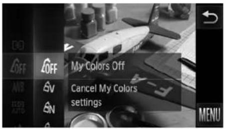 My Colors Off Cancel My Colors settings