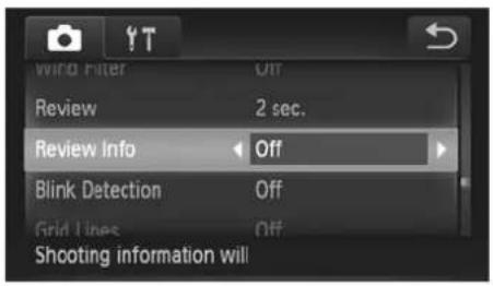 Wind Filter Review 2 sec. Review Info Off Blink Detection Off Grid Lines Off Shooting information will