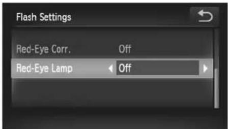Flash Settings Red-Eye Corr. Off Red-Eye Lamp Off