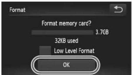 Format Format memory card? 3.7GB 32KB used Low Level Format OK