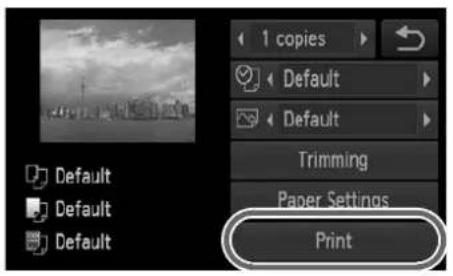 Default Default Default 1 copies Default Default Trimming Paper Settings Print