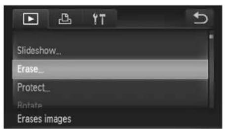Slideshow... Erase... Protect... Rotate Erases images