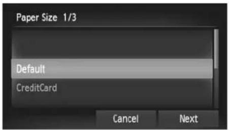 Paper Size 1/3 Default CreditCard Cancel Next