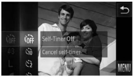 OFF 4:3 L Self-Timer Off Cancel self-timer MENU