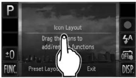 Icon Layout Drag the actions to add/remove functions Preset Layout Exit ±0 FUNC.