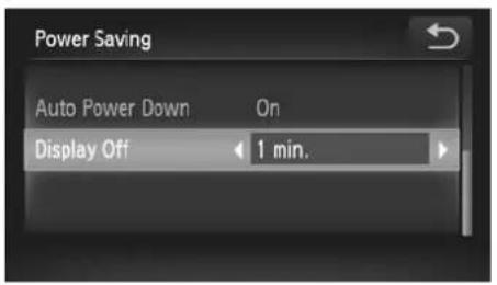 Power Saving Auto Power Down On Display Off 1 min.