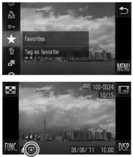 Favorites Tag as favorite MENU 100-0024 10/15 OFF FUNC. 08/08/'11 10:00 DISP.