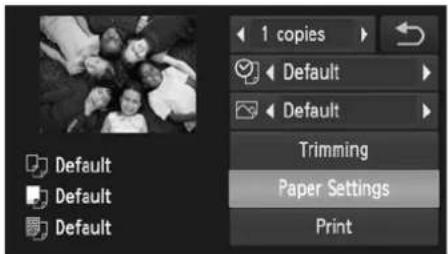 Default Default Default 1 copies Default Default Trimming Paper Settings Print
