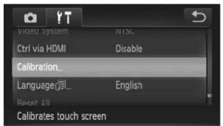 Video System Ctrl via HDMI Calibration... Language... Reset All Calibrates touch screen
