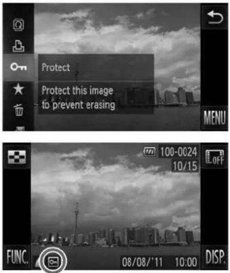Protect Protect this image to prevent erasing MENU FUNC. 08/08/'11 10:00 DISP. 100-0024 10/15