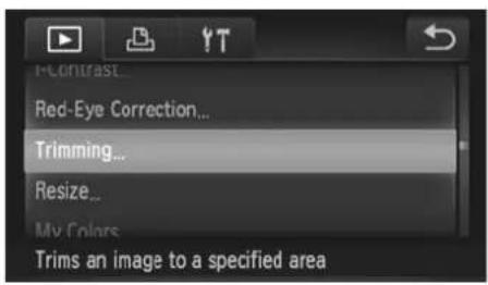 I-Contrast... Red-Eye Correction... Trimming... Resize... My Colors Trims an image to a specified area