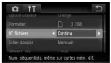 Option d couleur Orange Formater_ 3.7GB N° fichiers Continu Créer dossier Mensuel RAM port 1 min Num, séquentiels, même sur cartes mém, dif.