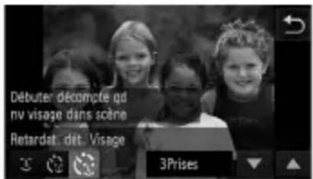 Débuter décompte qd nv visage dans scène Retardat: dit. Visage 3Prises
