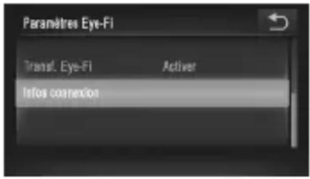 Paramètres Eye-FI Transl. Eye-FI Activer Infos connexion