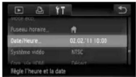 Date/Heure... 02.02.11 10:00 Système vidéo NTSC from Use HOME Départ Règle l'heure et la date