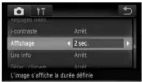 négages nash... i-contraste Arrêt Affichage 2 sec. Lire info Arrêt Défamer d'Image Arrêt L'image s'affiche la durée définie
