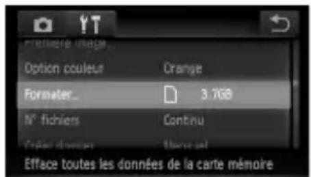 Premiere image... Option couleur Orange Formuler... 3.7GB N° fichiers Continu Enfice toutes les données de la carte mémoire