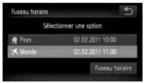 Fuseau horaire Sélectionner une option Pays 02.02.2011 10:00 Monde 02.02.2011 11:00 Fuseau horaire