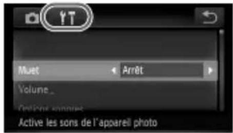 Muet Arrêt Volume Active les sons de l'appareil photo